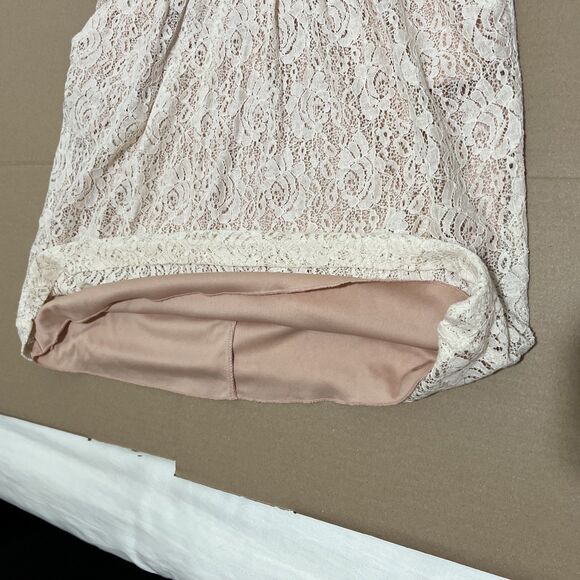 City Triangles Dress Ivory Lace Overlay Crystal Belt Sleeveless Pocket Sz 14 Y2K - Picture 8 of 9